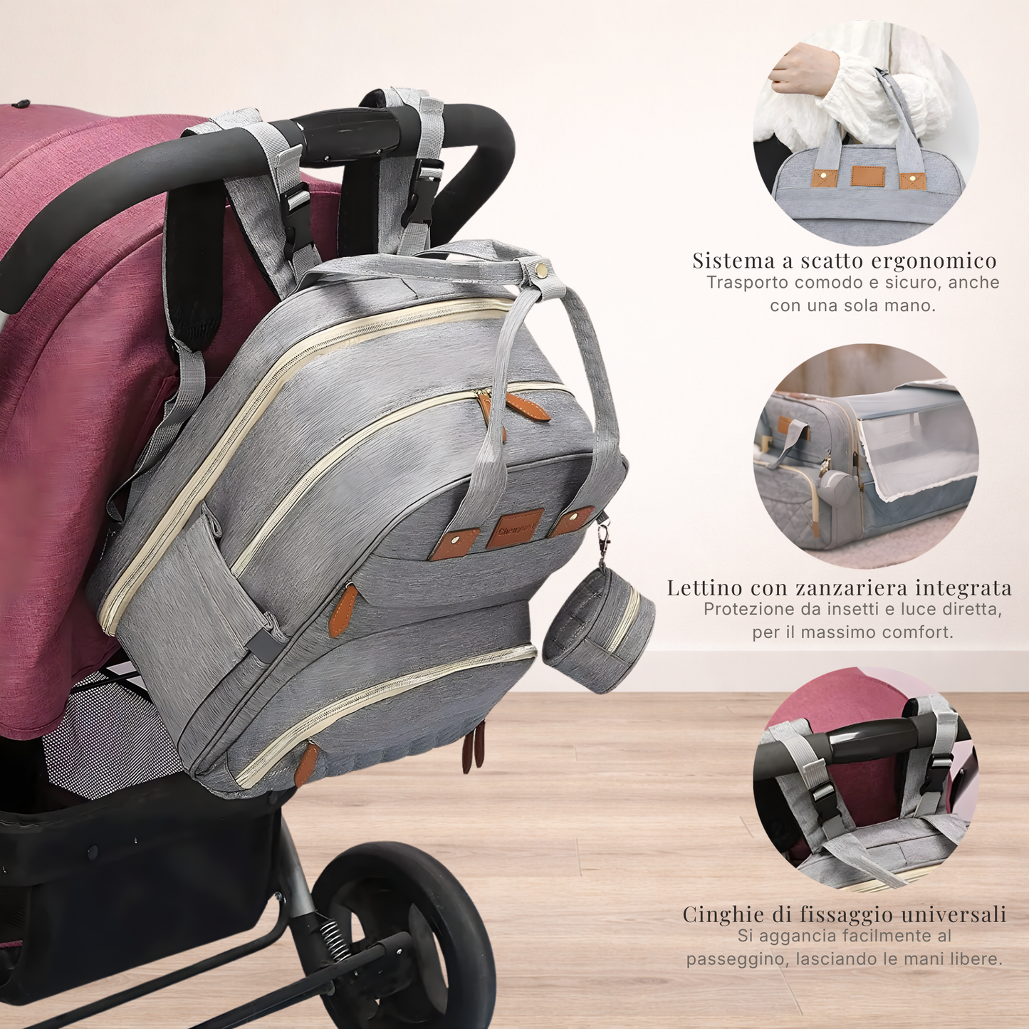 Zaino Fasciatoio 3-in-1 con Lettino Integrato